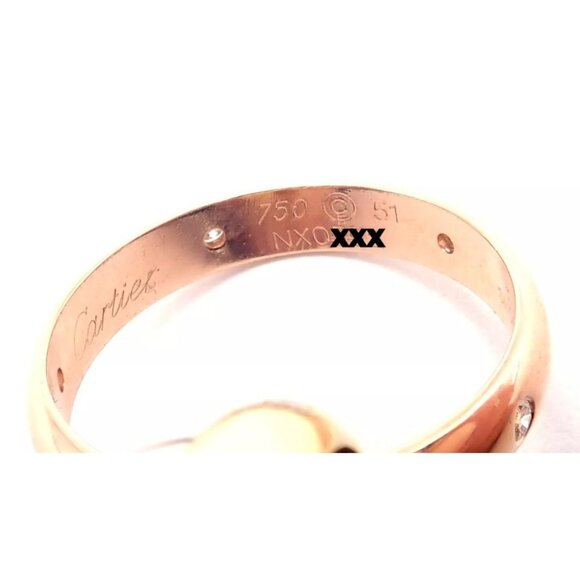 Authentic! Cartier 18k Tri-Color Gold Diamond Trinity Band Ring Size 5.75 Cert. - Picture 9 of 9